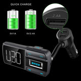 URQAT Bluetooth Hands Free Car Kit FM Transmitter Bluetooth Radio Adapter Car Charger MP3 Player Support TF Card USB Flash Drive, Aux Output and Input