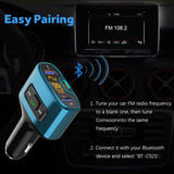 Car FM Transmitter, Car Radio Audio Adapter with Bluetooth 4.0 Wireless, Dual USB Car Charger and Type-C Charging Port, Handsfree Car kit for iPhone, iPad, Samsung