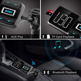 URQAT Bluetooth Hands Free Car Kit FM Transmitter Bluetooth Radio Adapter Car Charger MP3 Player Support TF Card USB Flash Drive, Aux Output and Input