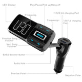 URQAT Bluetooth Hands Free Car Kit FM Transmitter Bluetooth Radio Adapter Car Charger MP3 Player Support TF Card USB Flash Drive, Aux Output and Input