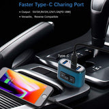 Car FM Transmitter, Car Radio Audio Adapter with Bluetooth 4.0 Wireless, Dual USB Car Charger and Type-C Charging Port, Handsfree Car kit for iPhone, iPad, Samsung